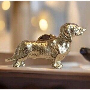 Vintage Avon Dachshund Dog Lapel Hat Pin Tie Tack Brooch Yellow Gold Tone